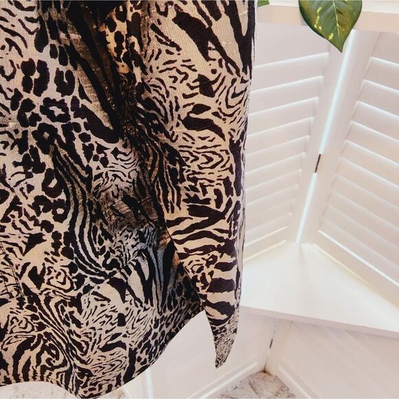CHICOS BLACK/GRAY ANIMAL PRINT SILK JACKET SIZE 2 (MED) - Picture 4 of 5